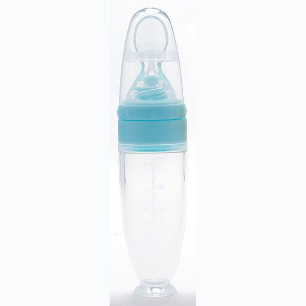 90ML Safe Newborn Baby Feeding Bottle Toddler Silicone Squeeze Feeding Spoon Milk Bottle Training Feeder Food Supplement Tools 0 Univers de femmes Style A blue 